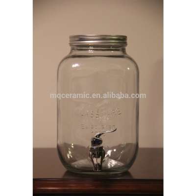 2 gallons Glass beverage jar with tap