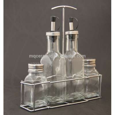 Glass Salt & Pepper Shaker and Oil Bottle set