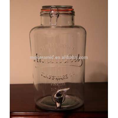 2 gallons Glass beverage jar with tap