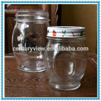 Screw Top Glass Jar with Tin Lid Oval Shape 10oz Mason Jar