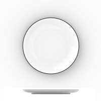 Everyday Plates Dinner Plate White Use - Round Ceramic Plate  Restaurant  Family   black edge T101003