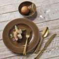 Nordic style restaurant hotel popular brown round glazed durable ceramic salad western plate